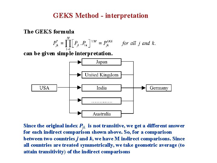 GEKS Method - interpretation The GEKS formula can be given simple interpretation. Since the