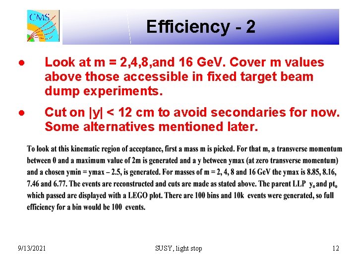 Efficiency - 2 ● Look at m = 2, 4, 8, and 16 Ge.