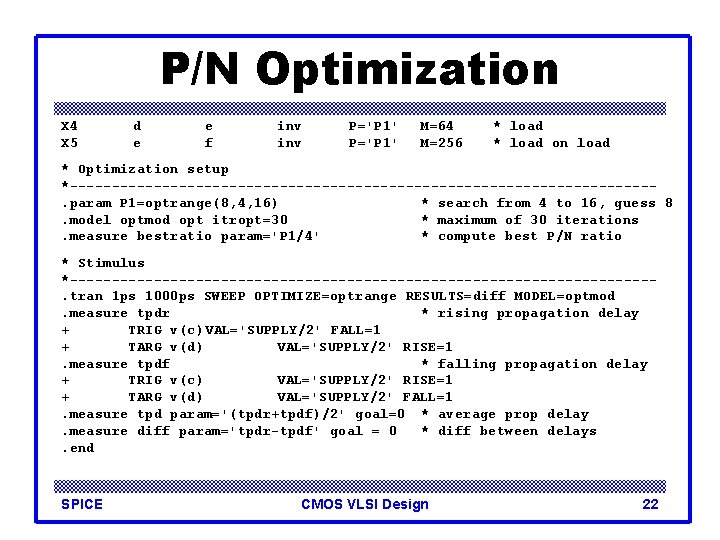 P/N Optimization X 4 X 5 d e e f inv P='P 1' M=64
