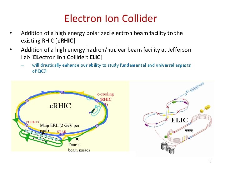 Electron Ion Collider • • Addition of a high energy polarized electron beam facility