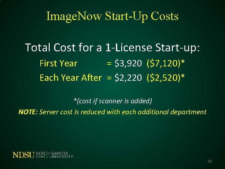 Image. Now Start-Up Costs Total Cost for a 1 -License Start-up: First Year =