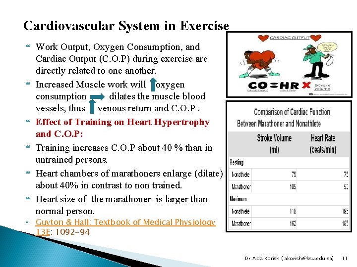 Cardiovascular System in Exercise Work Output, Oxygen Consumption, and Cardiac Output (C. O. P)