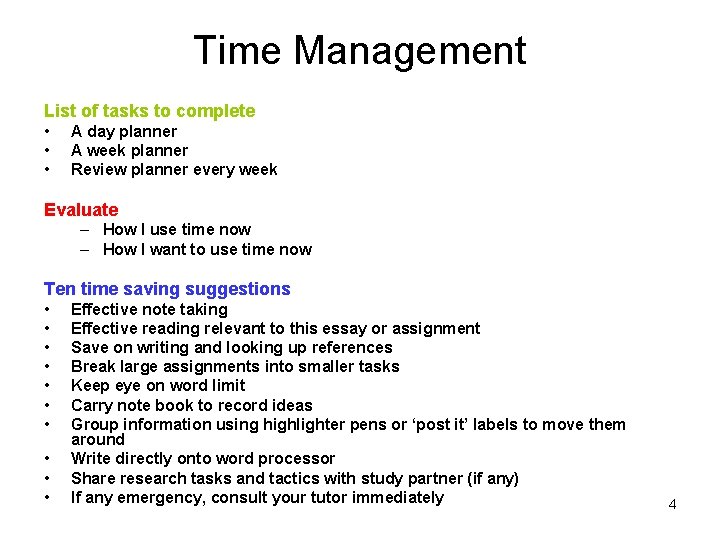 Time Management List of tasks to complete • • • A day planner A Time Management List of tasks to complete • • • A day planner A