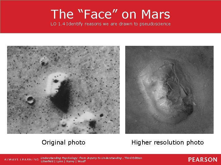 The “Face” on Mars LO 1. 4 Identify reasons we are drawn to pseudoscience