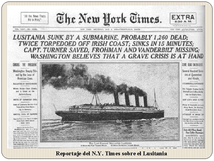 Reportaje del N. Y. Times sobre el Lusitania 