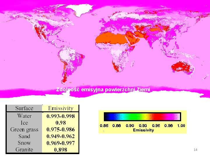 Zdolność emisyjna powierzchni Ziemi 14 