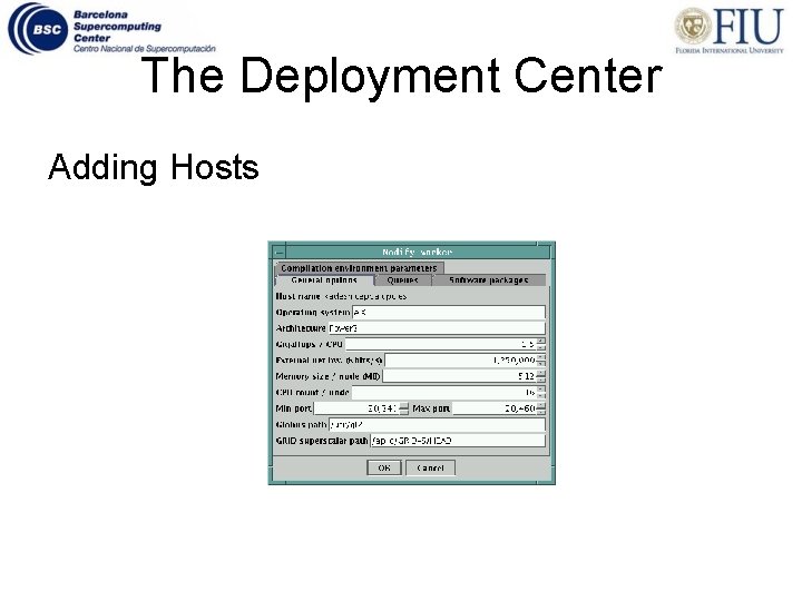 The Deployment Center Adding Hosts 