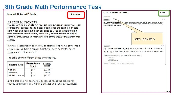 8 th Grade Math Performance Task Let’s look at 5 