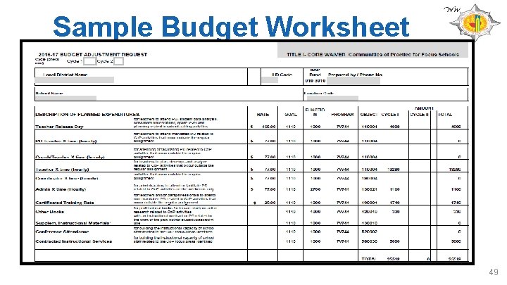 Sample Budget Worksheet 49 