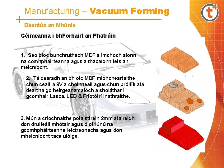 Manufacturing – Vacuum Forming Déantús an Mhúnla Céimeanna i bh. Forbairt an Phatrúin 1.