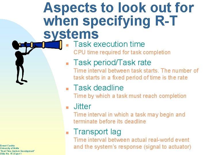 Ernest Cachia University of Malta “Real-Time System Development” Slide No. 15 of part 1