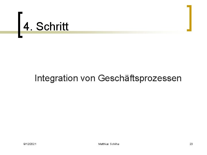 4. Schritt Integration von Geschäftsprozessen 9/12/2021 Matthias Schilha 23 