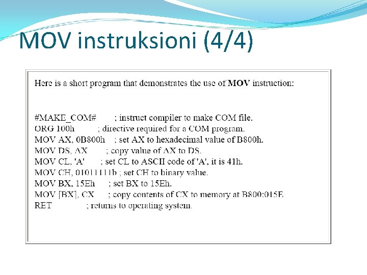 MOV instruksioni (4/4) 