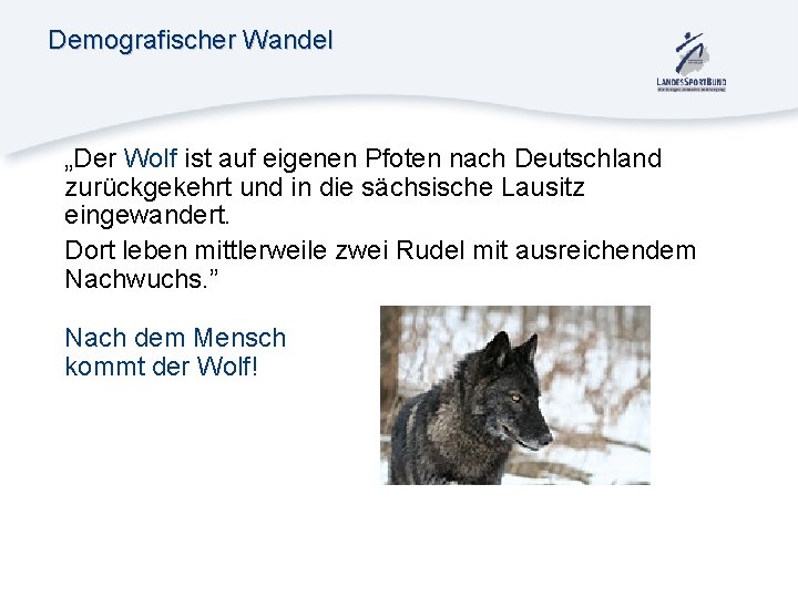 Demografischer Wandel „Der Wolf ist auf eigenen Pfoten nach Deutschland zurückgekehrt und in die