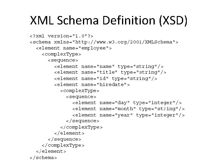 XML Schema Definition (XSD) 