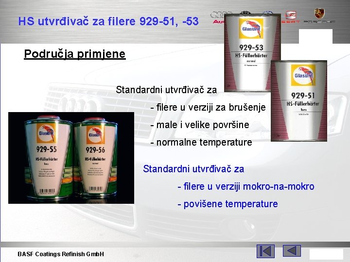 HS utvrđivač za filere 929 -51, -53 Područja primjene Standardni utvrđivač za - filere