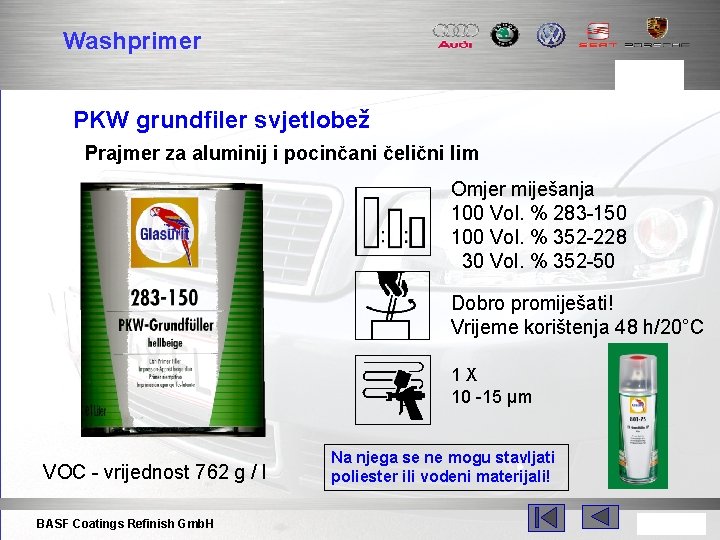 Washprimer PKW grundfiler svjetlobež Prajmer za aluminij i pocinčani čelični lim Omjer miješanja 100