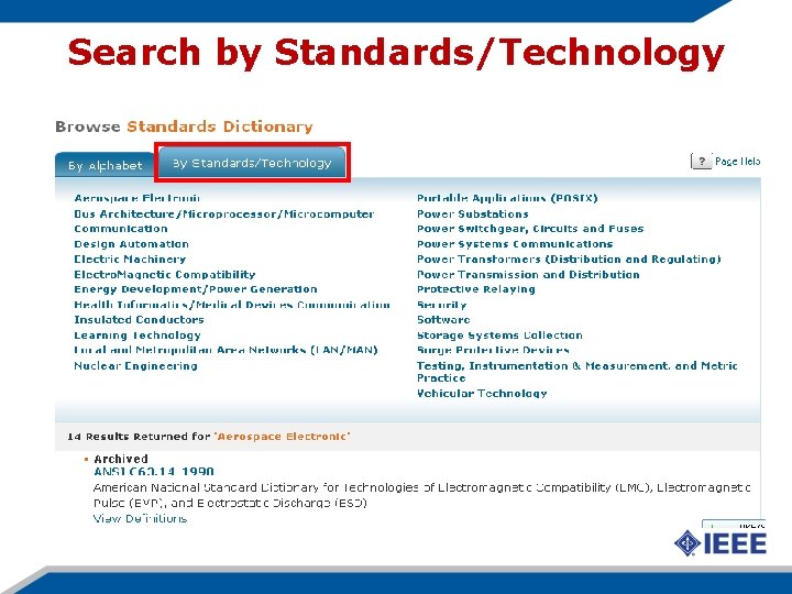 Search by Standards/Technology 