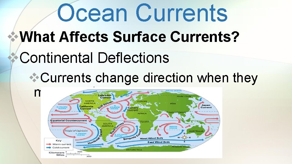 Ocean Currents v. What Affects Surface Currents? v. Continental Deflections v. Currents change direction
