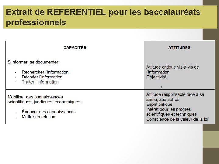 Extrait de REFERENTIEL pour les baccalauréats professionnels 