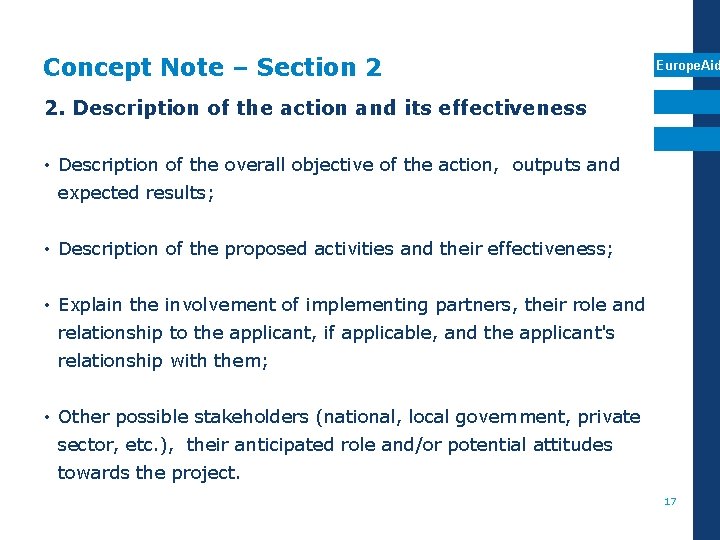 Concept Note – Section 2 Europe. Aid 2. Description of the action and its