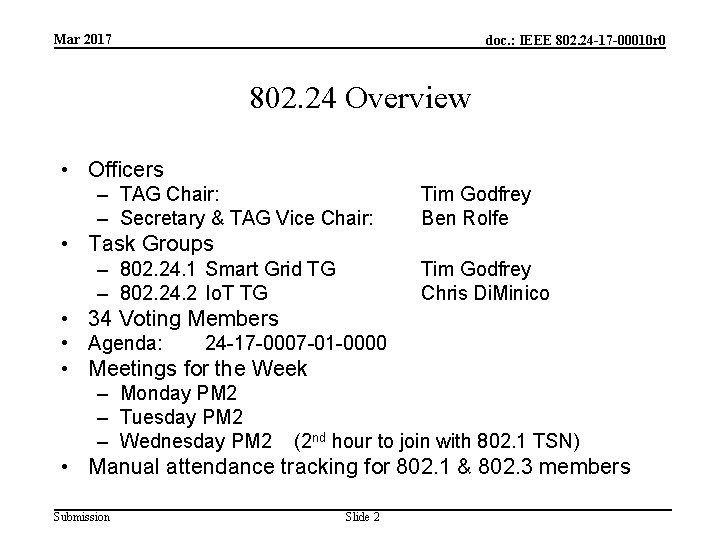 Mar 2017 doc. : IEEE 802. 24 -17 -00010 r 0 802. 24 Overview