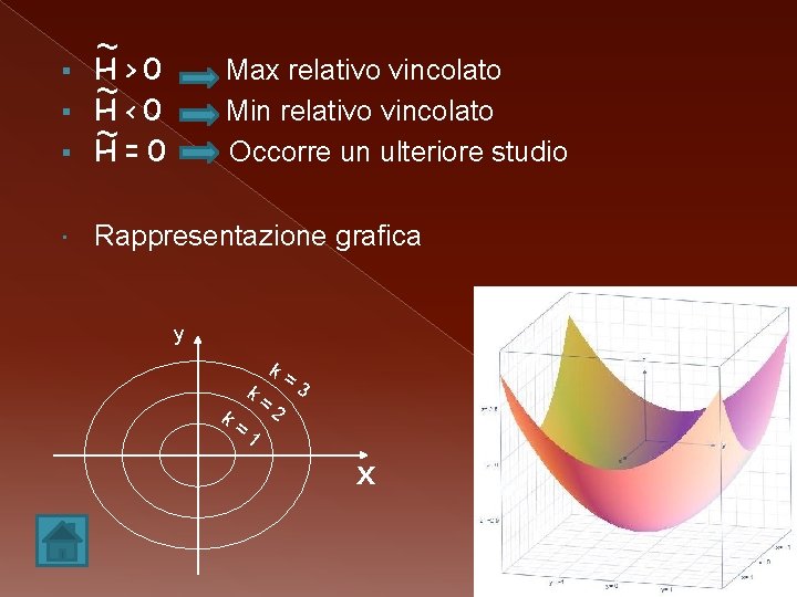 § ~ H>0 ~ H<0 ~= 0 H Rappresentazione grafica § § Max relativo