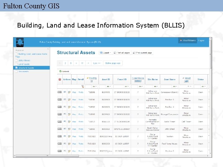 Fulton County GIS Building, Land Lease Information System (BLLIS) 