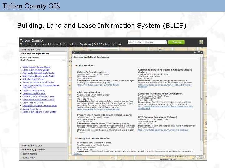 Fulton County GIS Building, Land Lease Information System (BLLIS) 