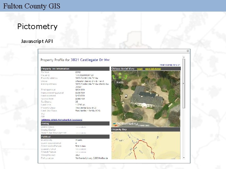 Fulton County GIS Pictometry Javascript API 