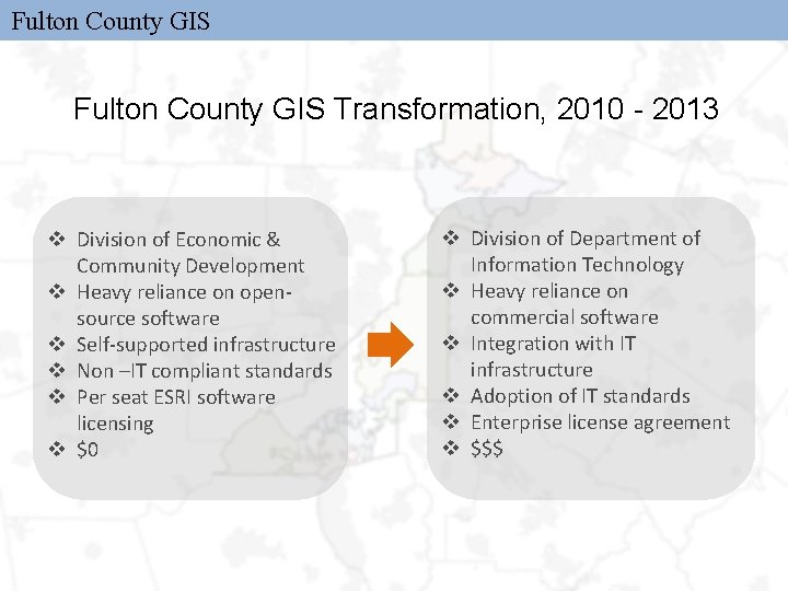 Fulton County GIS Transformation, 2010 - 2013 v Division of Economic & Community Development
