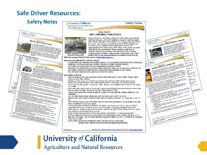 Safe Driver Resources: Safety Notes Safe Driver Resources: Safety Notes