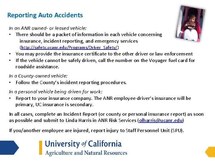Reporting Auto Accidents In an ANR owned- or leased vehicle: • There should be Reporting Auto Accidents In an ANR owned- or leased vehicle: • There should be