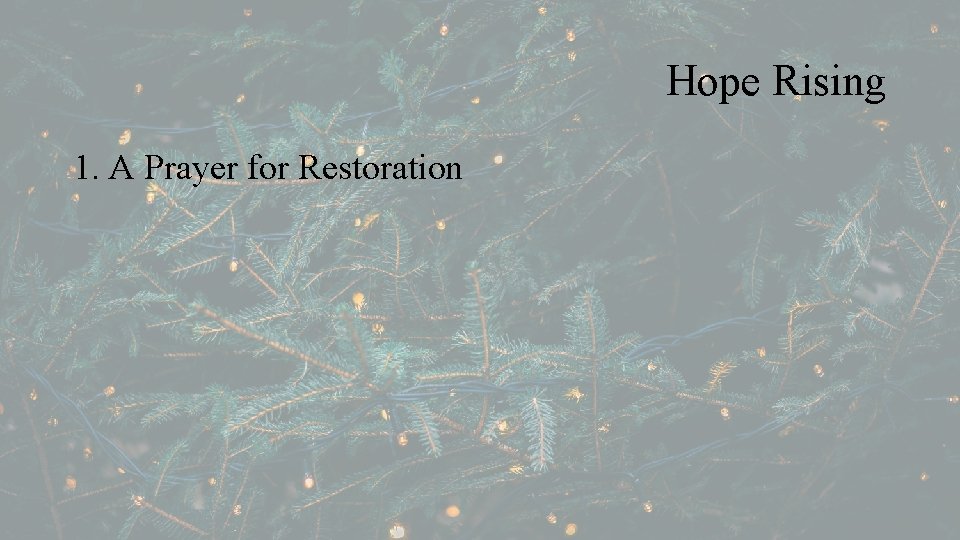 Hope Rising 1. A Prayer for Restoration 