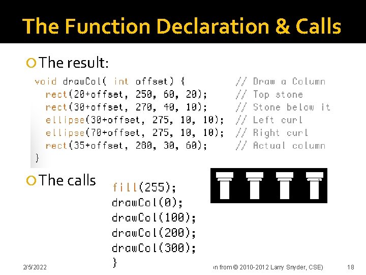 The Function Declaration & Calls The result: The calls 2/5/2022 Kelvin Sung (Use/Modify with