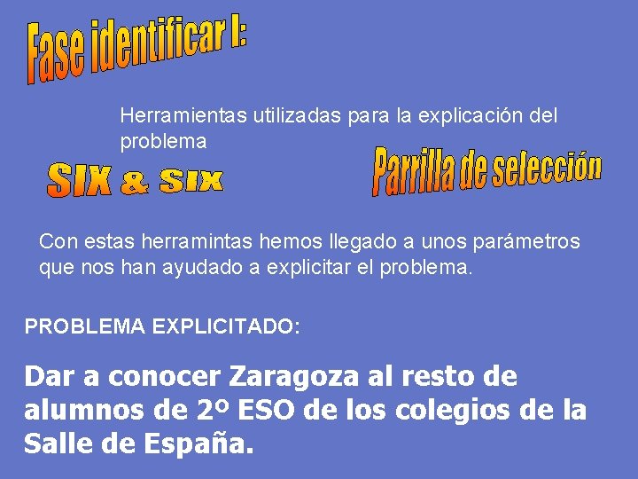 Herramientas utilizadas para la explicación del problema Con estas herramintas hemos llegado a unos