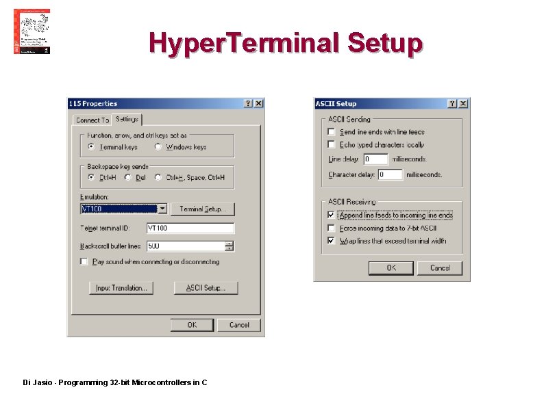 Hyper. Terminal Setup Di Jasio - Programming 32 -bit Microcontrollers in C 