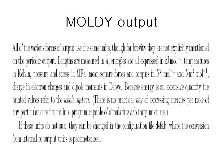 MOLDY output 