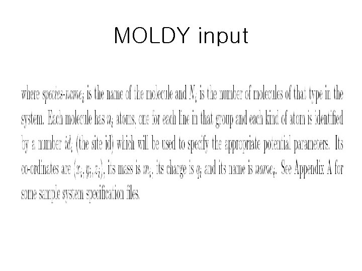 MOLDY input 