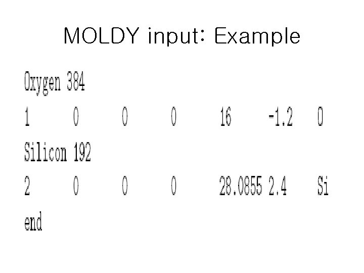 MOLDY input: Example 