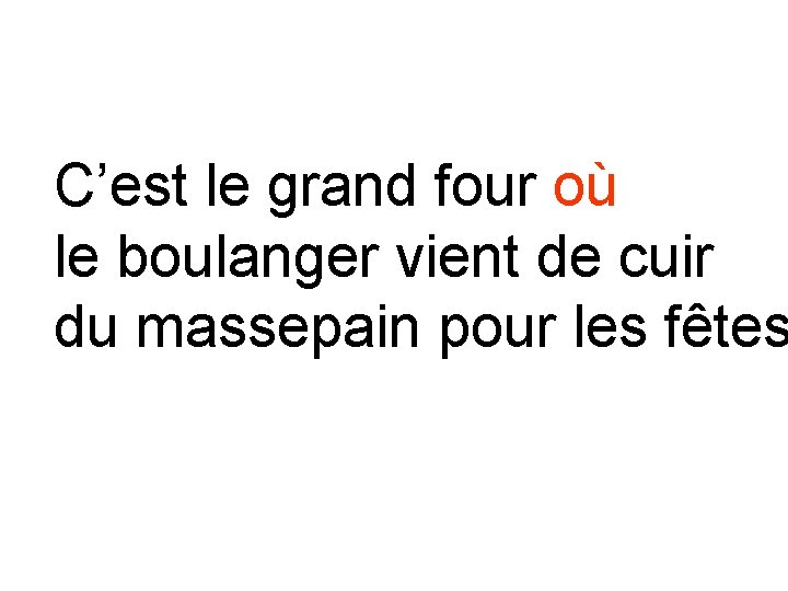 C’est le grand four où le boulanger vient de cuir du massepain pour les