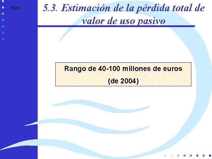 Página 5. 3. Estimación de la pérdida total de valor de uso pasivo Rango