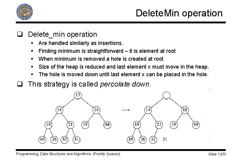 Delete. Min operation q Delete_min operation § § § Are handled similarly as insertions.