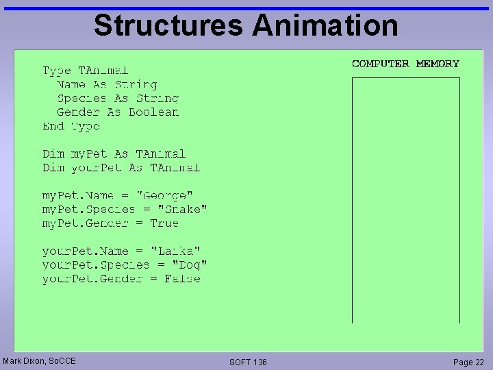Structures Animation Mark Dixon, So. CCE SOFT 136 Page 22 
