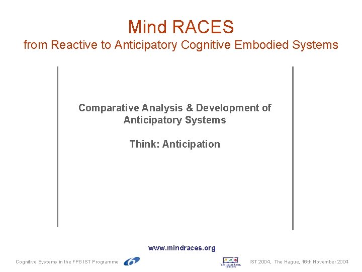 Mind RACES from Reactive to Anticipatory Cognitive Embodied Systems Comparative Analysis & Development of Mind RACES from Reactive to Anticipatory Cognitive Embodied Systems Comparative Analysis & Development of
