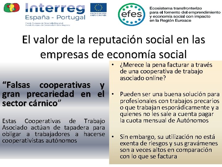 El valor de la reputación social en las empresas de economía social “Falsas cooperativas