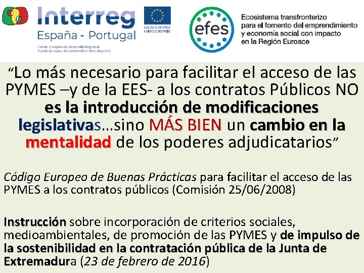 “Lo más necesario para facilitar el acceso de las PYMES –y de la EES-