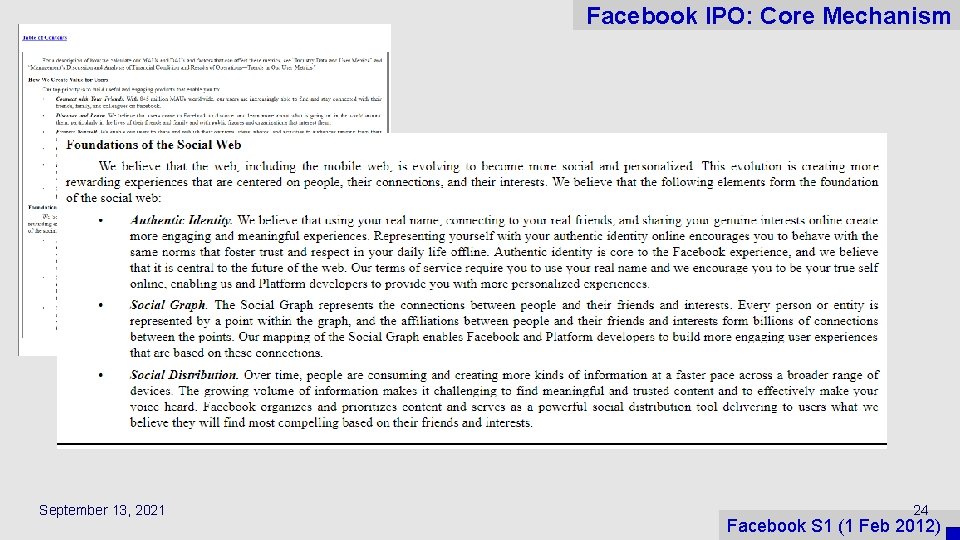 Facebook IPO: Core Mechanism September 13, 2021 24 Facebook S 1 (1 Feb 2012)