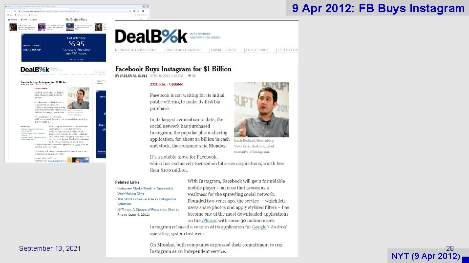 9 Apr 2012: FB Buys Instagram September 13, 2021 28 NYT (9 Apr 2012)