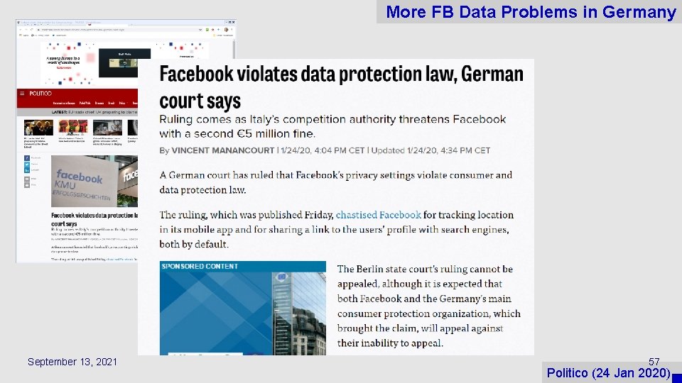 More FB Data Problems in Germany September 13, 2021 57 Politico (24 Jan 2020)